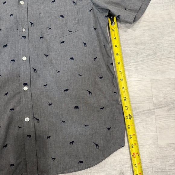 Banana Republic Luxe Poplin Slim Fit L Gray Safari Patterned Casual Shirt - Picture 13 of 17